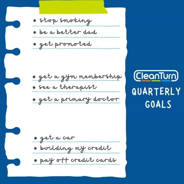 The first quarter is almost over! Did you have goals you set to accomplish? How are they going? Here are some of our team members' goals. 
.
.
.
.
.
#cleaningcompany #columbuscompany #locallyowned #centralohio #fairchanceemployer #changingperceptions #cleanturnway #nowhiring #commercialcleaning #janitorialservices #columbusohio #columbus #ohio #cbus #lifeincbus #onlyincbus #columbusoh #fairchance #secondchances #socialimpact #supportiveemployer #felonfriendly #smallbusiness #cleaning #cleaningtips #shatteringthemyth #shatterthemyth #movingforward #reentry